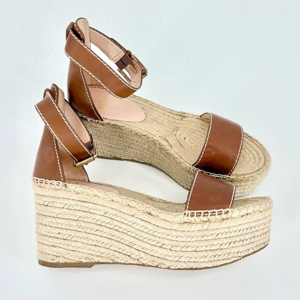 J CREW Leather Platform Wedge Espadrilles in Burnished Pecan - Picture 7 of 15